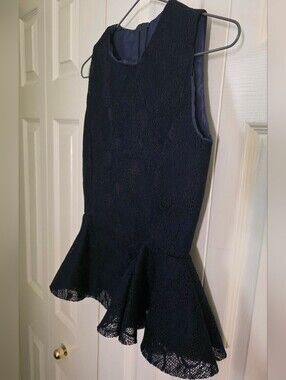 Navy Lace Peplum Sleeveless Top Small